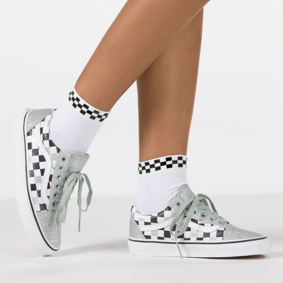 Vans Peek-a-check κάλτσα πληρώματος μεγέθους 65-10 άσπρο-μαύρο