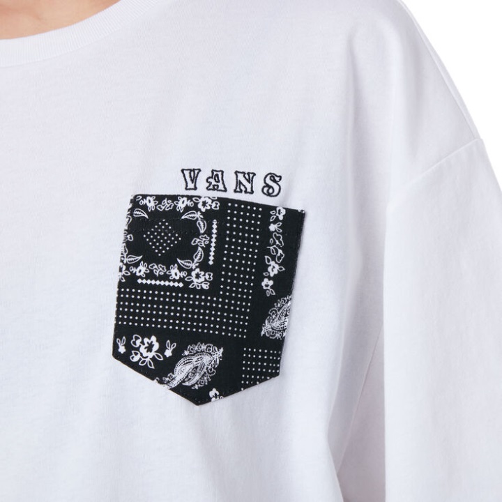 Vans Rose Bandana τσέπη κοντό πουκάμισο λευκό