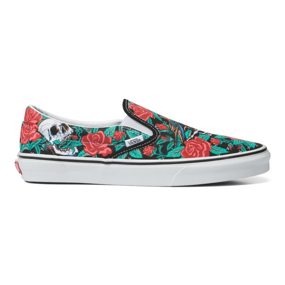 Vans Rose Skulls Classic Slip-on μαύρο-αληθινό λευκό
