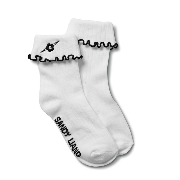 Vans Sandy Liang βολάν κάλτσες (μέγεθος 65-10 1 πακέτο) λευκές