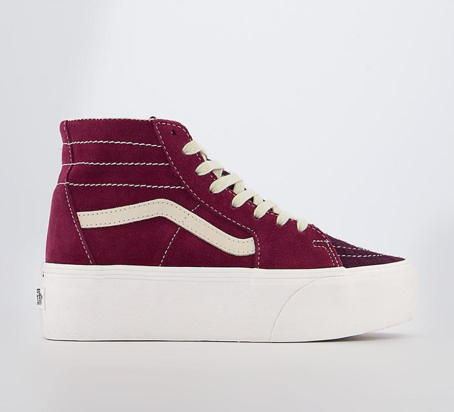 Vans Sk8 Hi Tapered Stackform Trainers Varisty Suede Tawny Port