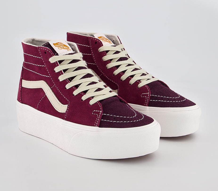 Vans Sk8 Hi Tapered Stackform Trainers Varisty Suede Tawny Port