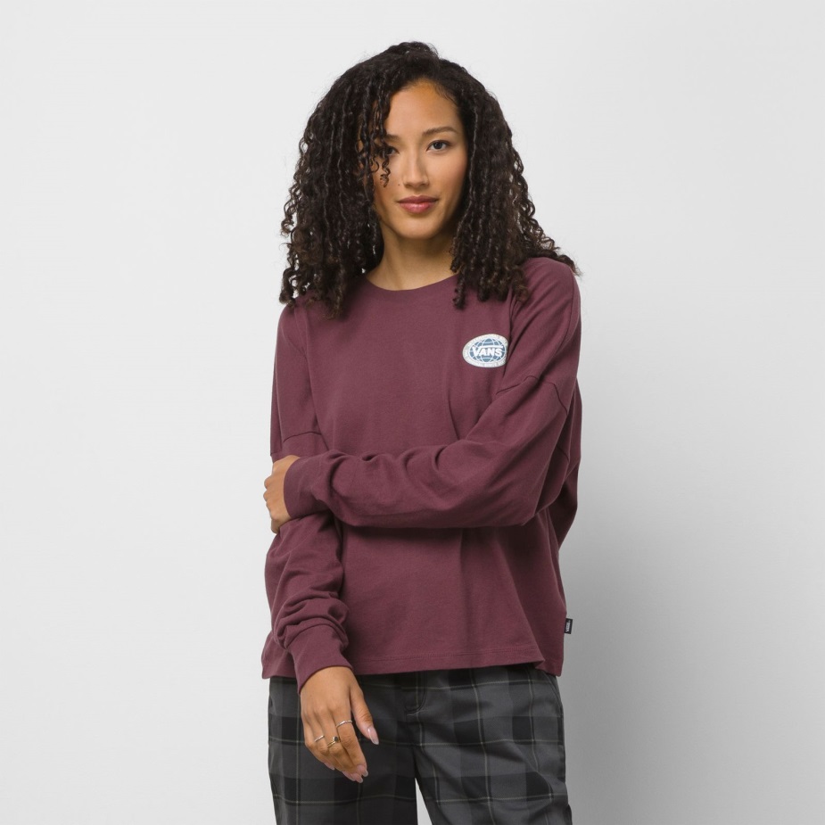 Vans Sole Glory μακρυμάνικο χαλαρό κουτί μπλουζάκι Catawba σταφύλι