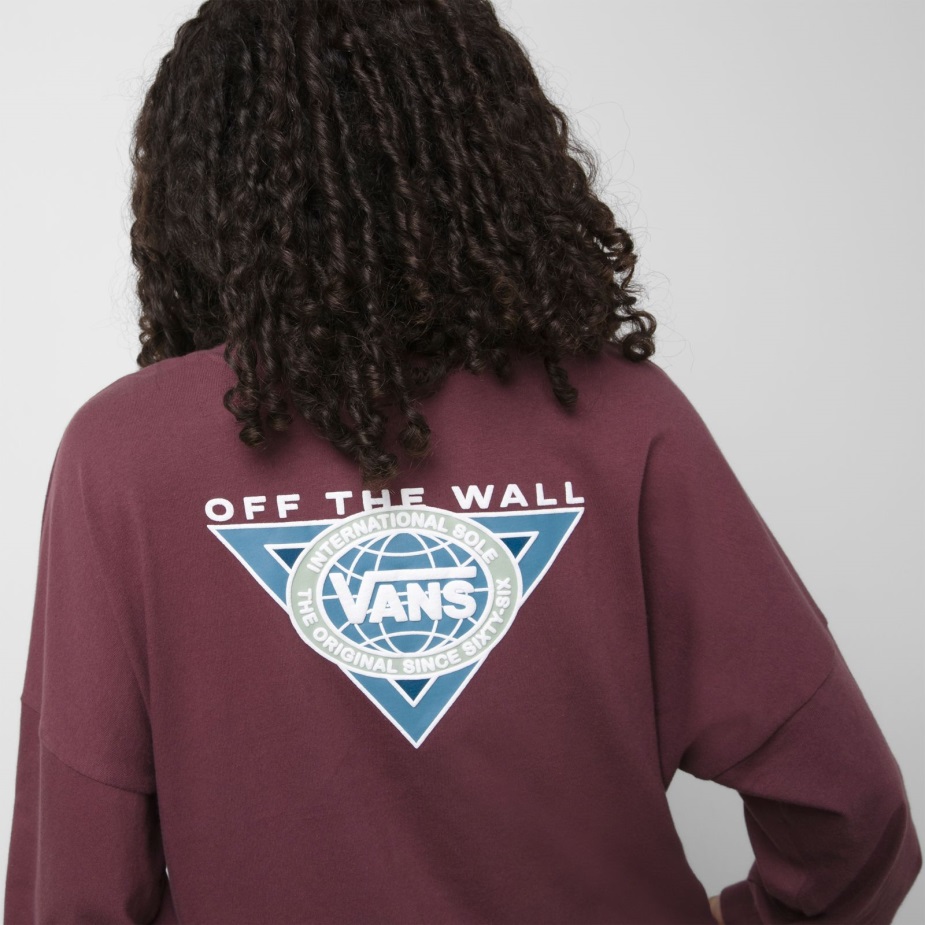 Vans Sole Glory μακρυμάνικο χαλαρό κουτί μπλουζάκι Catawba σταφύλι