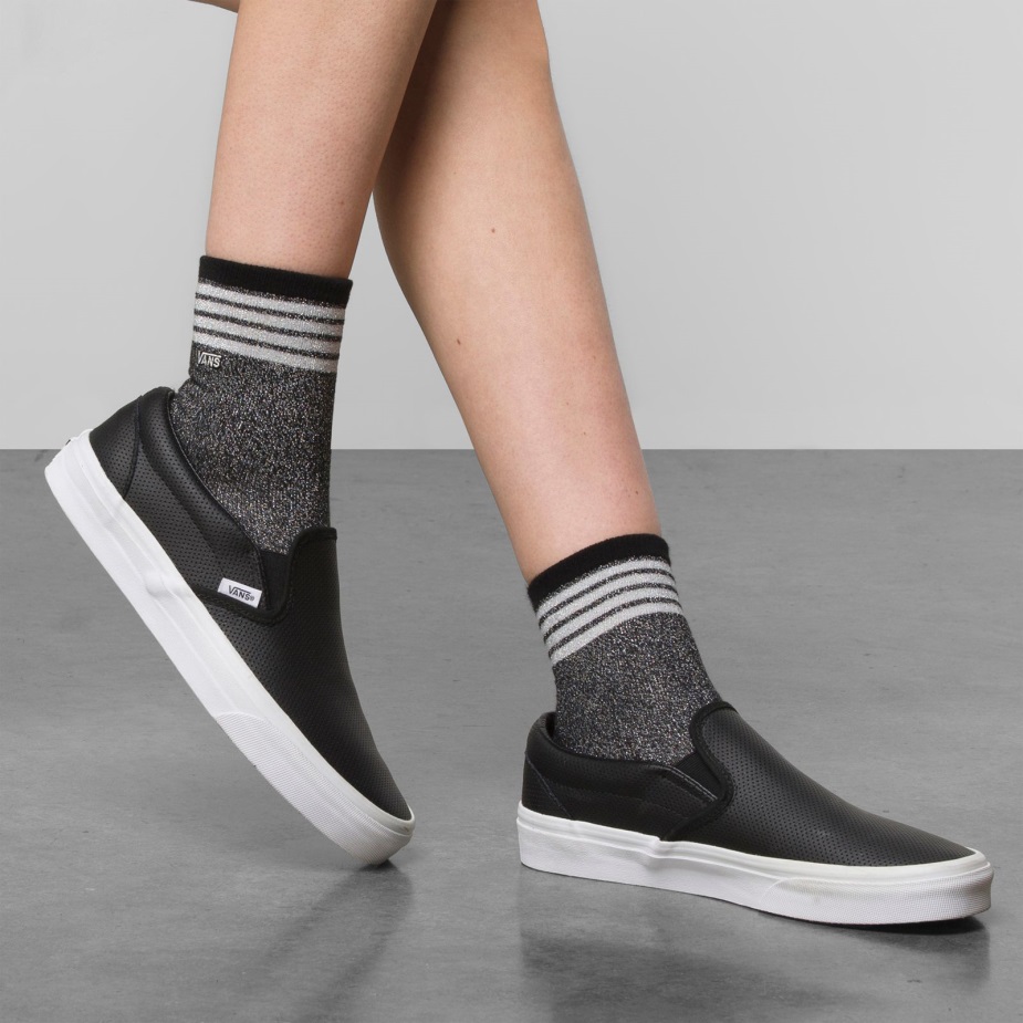 Vans Tinsel Crew κάλτσα μεγέθους 65-10 μαύρο-ασημί