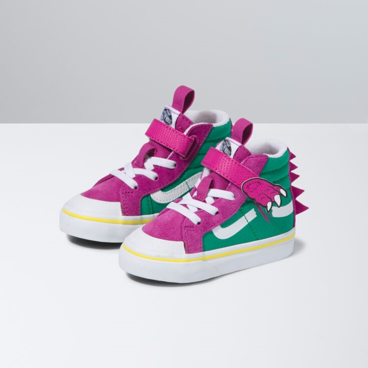 Vans Toddler Dino Sk8-hi επανέκδοση 138 V φούξια κόκκινη πιπεριά πράσινη