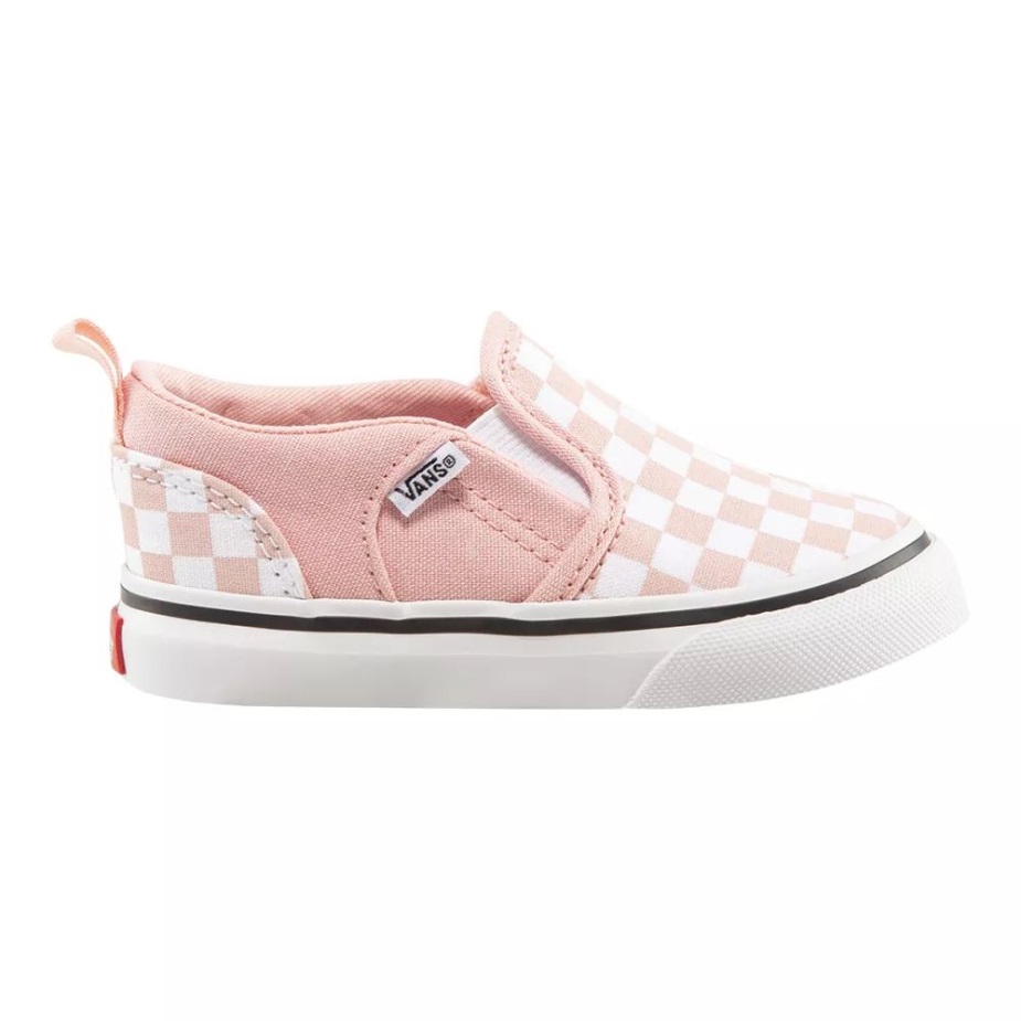 Vans Toddler Girls Asher V Skate παπούτσια σε σκόνη ροζ-λευκό