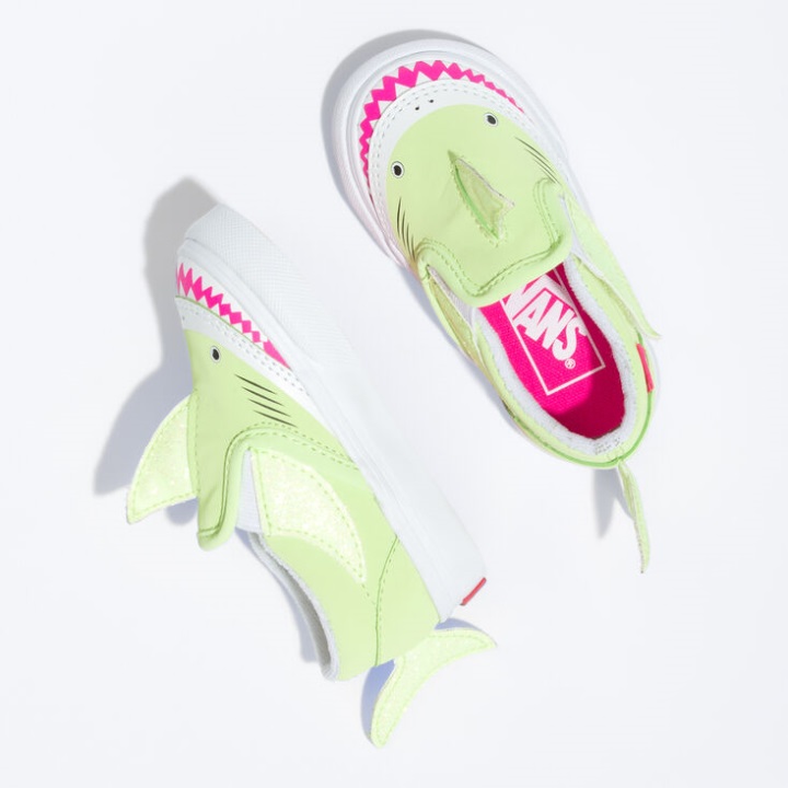 Vans Toddler Slip-on V Shark Green Gecko-true White