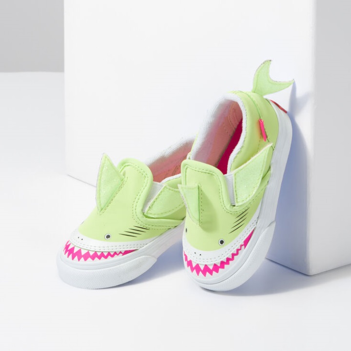 Vans Toddler Slip-on V Shark Green Gecko-true White