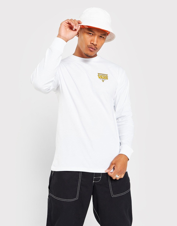 Vans Tri Logo μακρυμάνικο μπλουζάκι λευκό