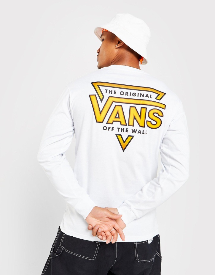 Vans Tri Logo μακρυμάνικο μπλουζάκι λευκό