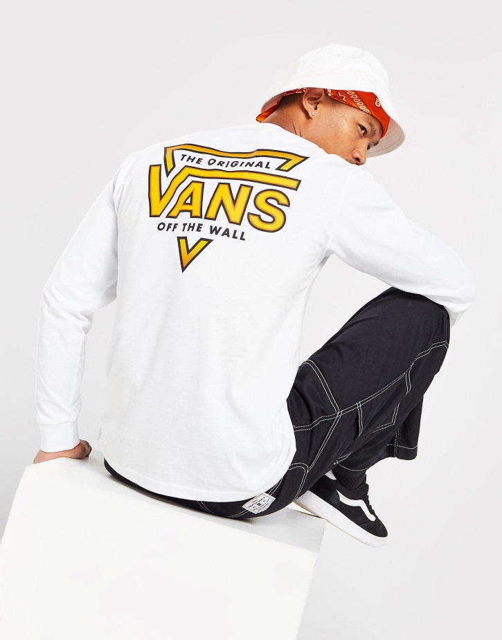 Vans Tri Logo μακρυμάνικο μπλουζάκι λευκό