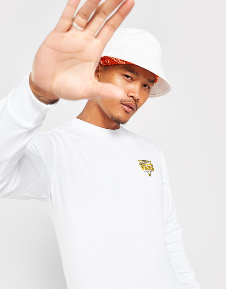 Vans Tri Logo μακρυμάνικο μπλουζάκι λευκό