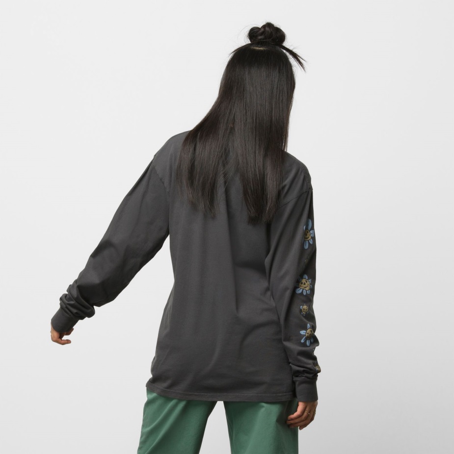 Vans Trippy Grin Floral μακρυμάνικο μπλουζάκι μαύρο