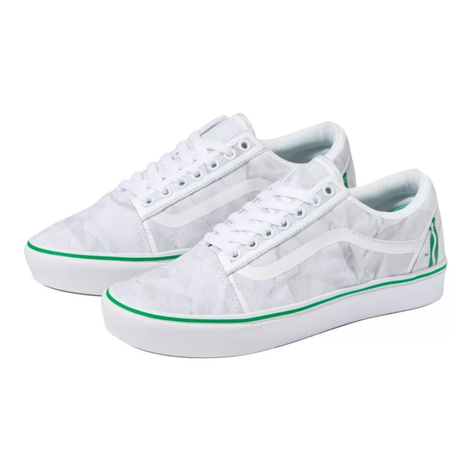 Vans X Crayola ανδρικά Comfycush παλιά Skool Skate Sneakers Casual Slip σε λευκό-πράσινο