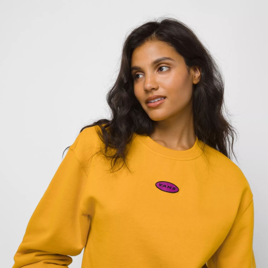 Vans X Curren X Knost Crew φλις φούτερ κίτρινο-πορτοκαλί