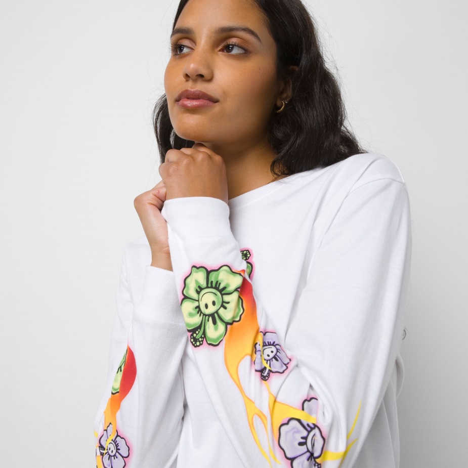 Vans X Em για διακοπές μακρυμάνικο Bff ​​λευκό μπλουζάκι