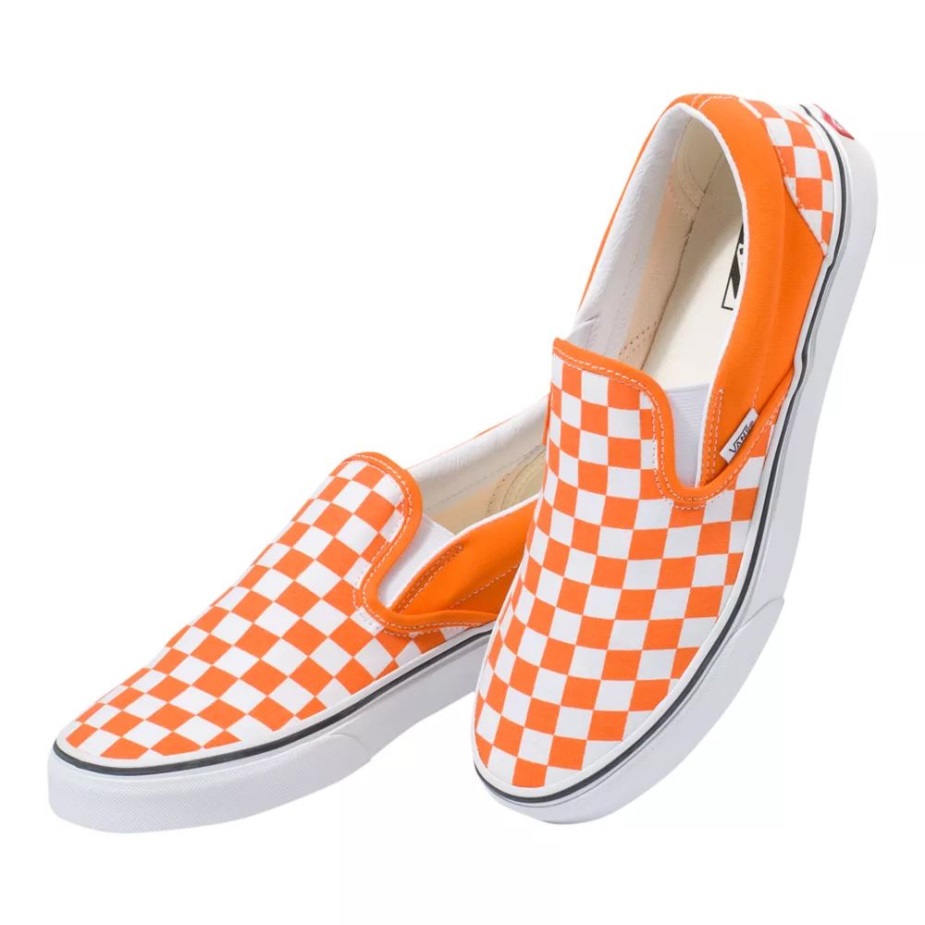 Vans ανδρικά κλασικά σκακιέρα παπούτσια για Skate Sneakers Low Top Casual Slip σε πορτοκαλί-λευκό