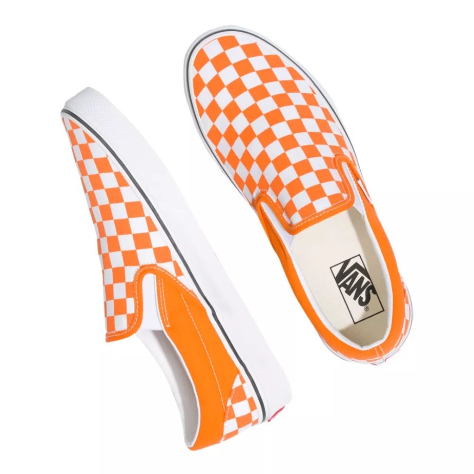Vans ανδρικά κλασικά σκακιέρα παπούτσια για Skate Sneakers Low Top Casual Slip σε πορτοκαλί-λευκό