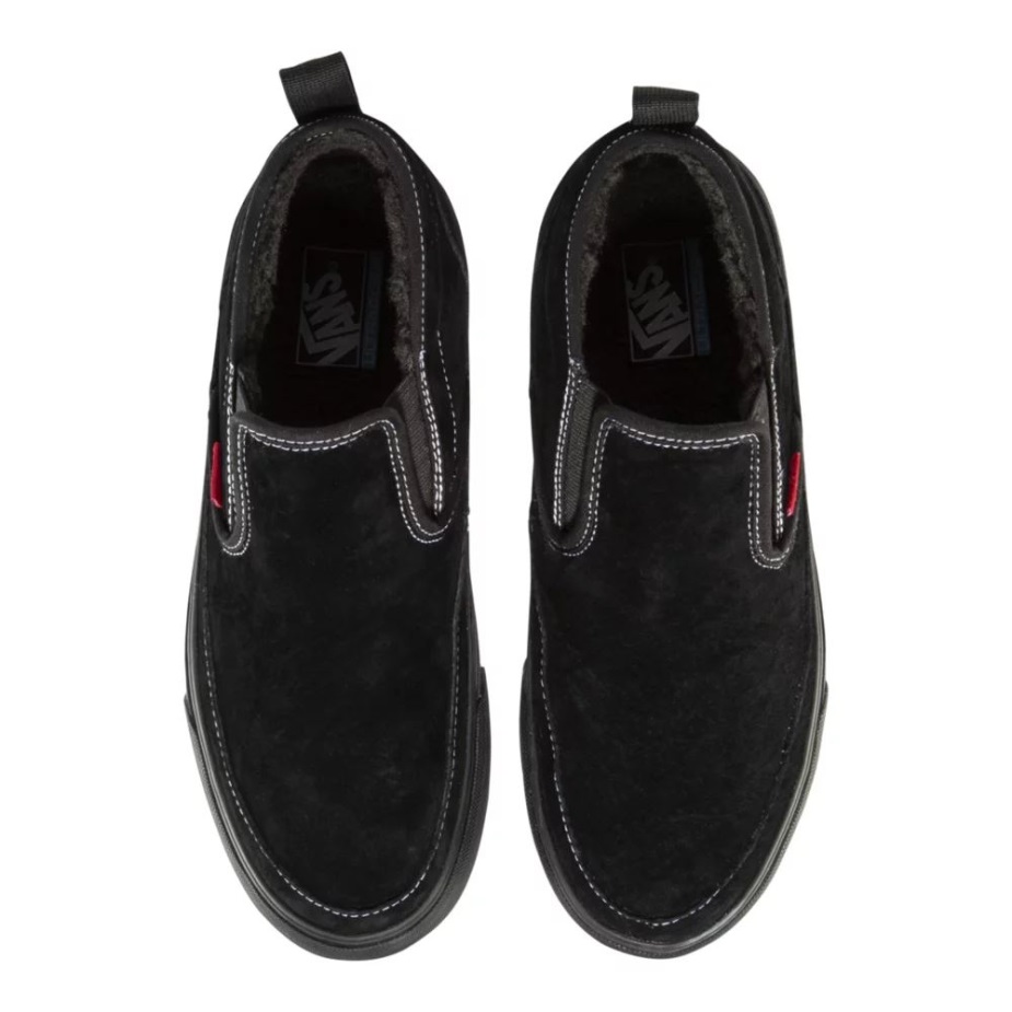 Vans ανδρικές μπότες Slip Mte-1 Mid Top Hiking χειμερινό σουέτ αδιάβροχο μαύρο-μαύρο-σουέτ