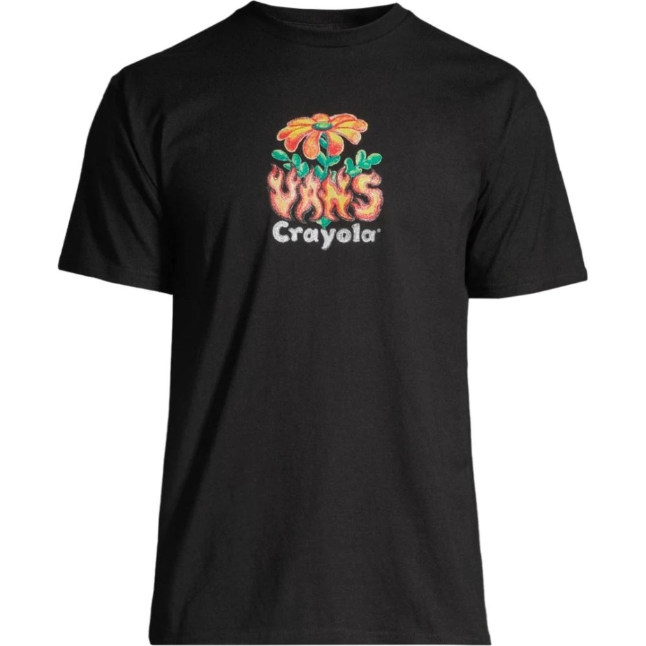 Vans ανδρικό X Crayola μπλουζάκι λουλουδιών κοντομάνικο πλήρωμα λαιμόκοψη βαμβακερό γραφικό μαύρο