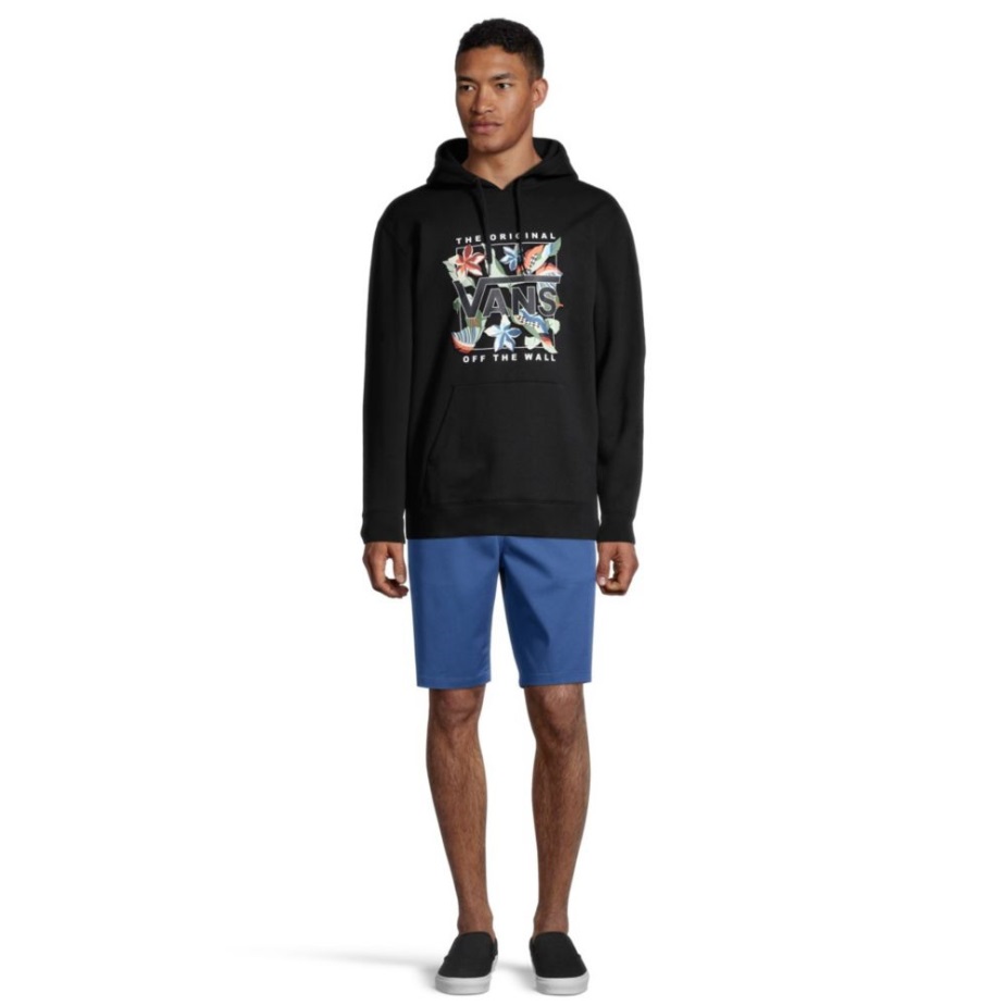 Vans ανδρικό διαυγές λουλουδένιο πουλόβερ μαύρο με κουκούλα