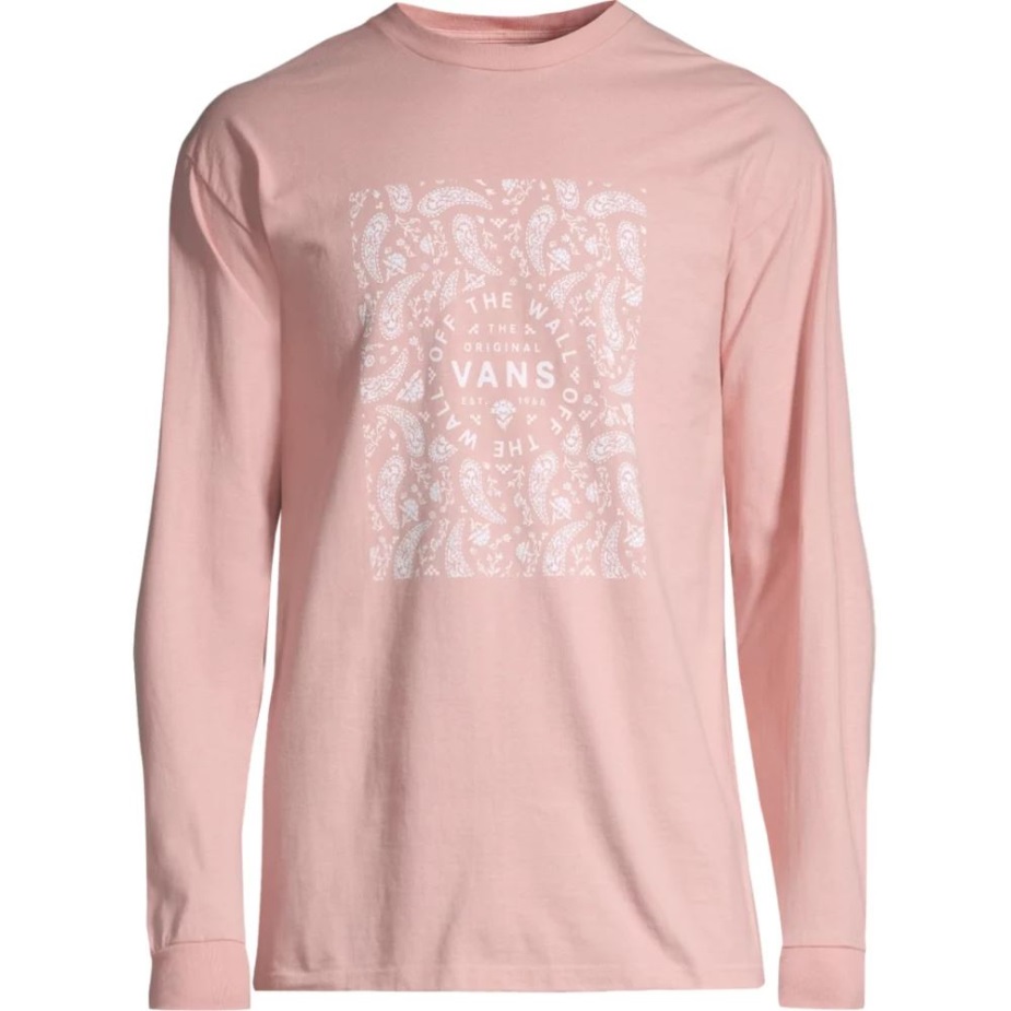 Vans ανδρικό μπλουζάκι Bandana Paisley με μακρυμάνικο λαιμόκοψη βαμβακερό λογότυπο τσέπη απαλό τριαντάφυλλο