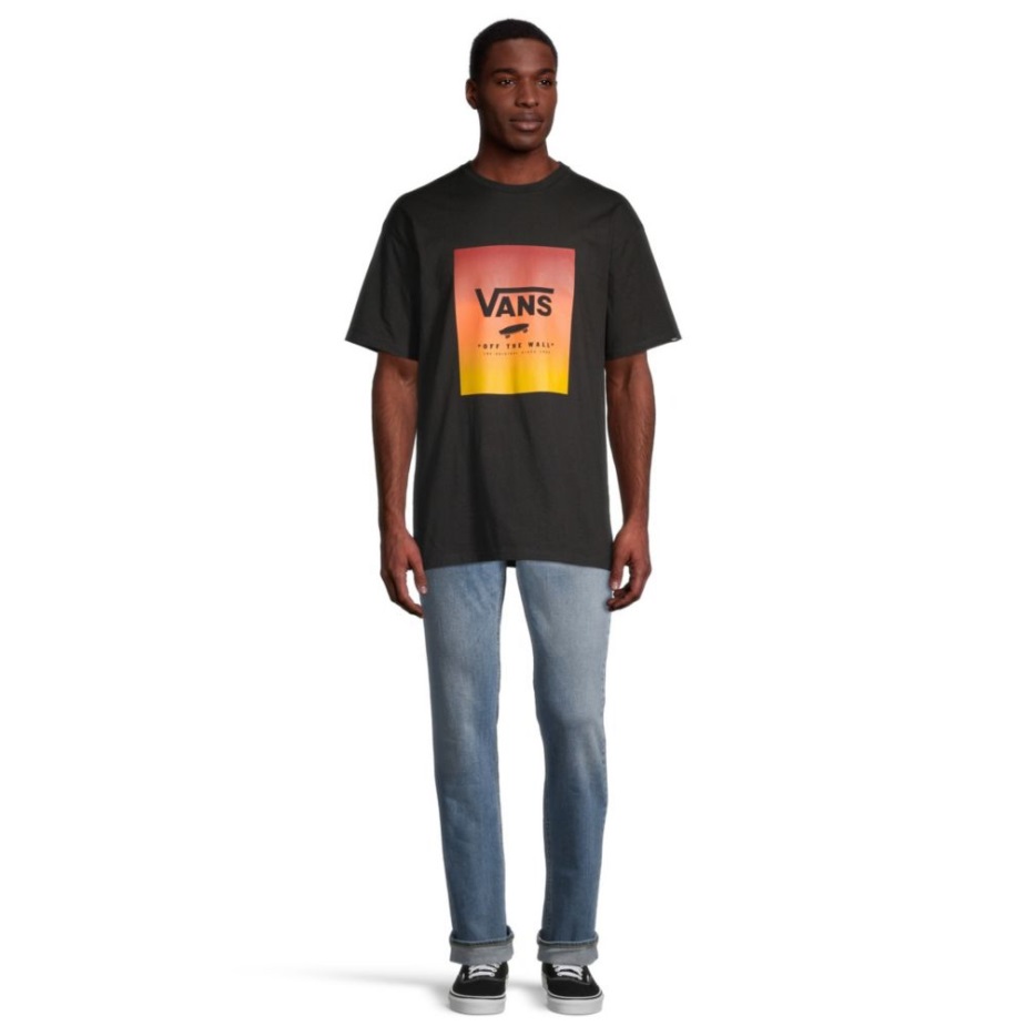 Vans ανδρικό μπλουζάκι κλασικό εμπριμέ κοντομάνικο λαιμόκοψη βαμβακερό γραφικό μαύρο-πεπόνι ντεγκραντέ