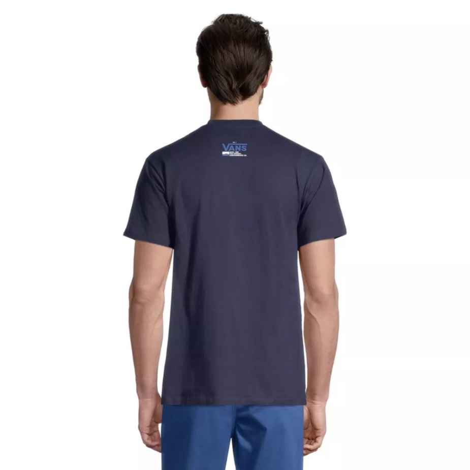 Vans ανδρικό μπλουζάκι υψηλής ποιότητας με κοντό μανίκι βαμβακερό λαιμόκοψη λογότυπο λευκό