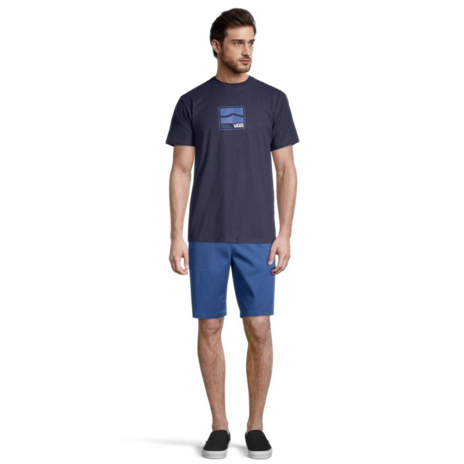 Vans ανδρικό μπλουζάκι υψηλής ποιότητας με κοντό μανίκι βαμβακερό λαιμόκοψη λογότυπο λευκό