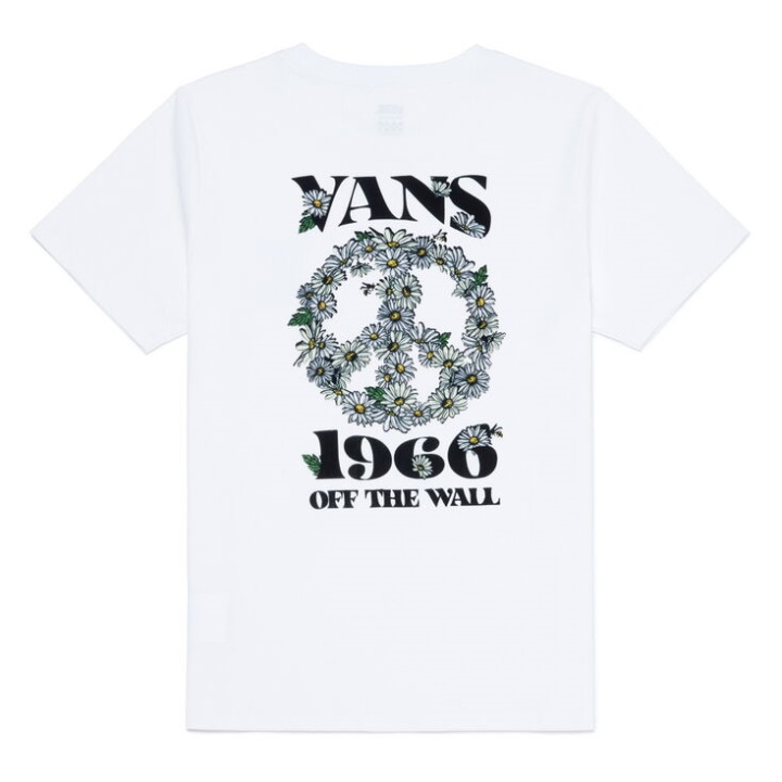 Vans ανθίζουν ειρήνη μπλουζάκι λευκό