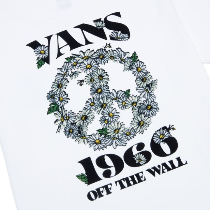 Vans ανθίζουν ειρήνη μπλουζάκι λευκό
