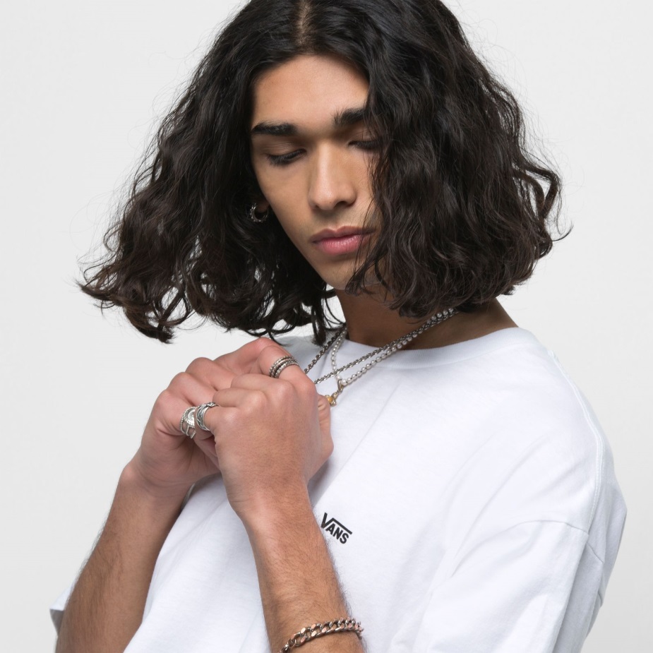 Vans αριστερό λογότυπο στήθος μπλουζάκι λευκό-μαύρο