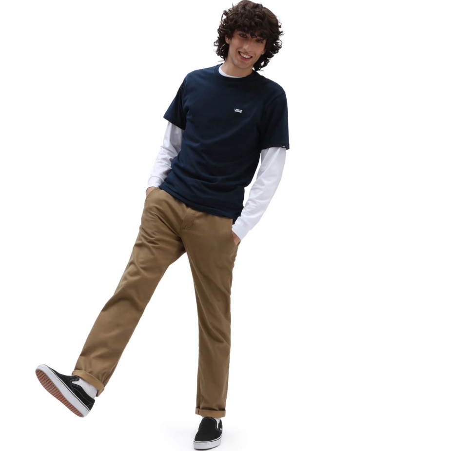 Vans αριστερό λογότυπο στήθος μπλουζάκι μπλε-ναυτικό