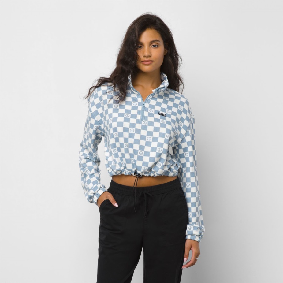 Vans αριστερό στάμπα στο στήθος πουλόβερ με μισό φερμουάρ μπλε