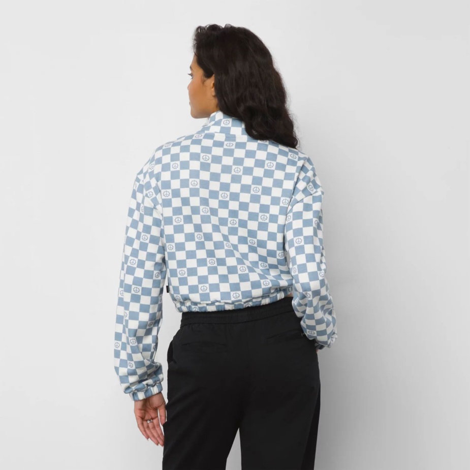 Vans αριστερό στάμπα στο στήθος πουλόβερ με μισό φερμουάρ μπλε