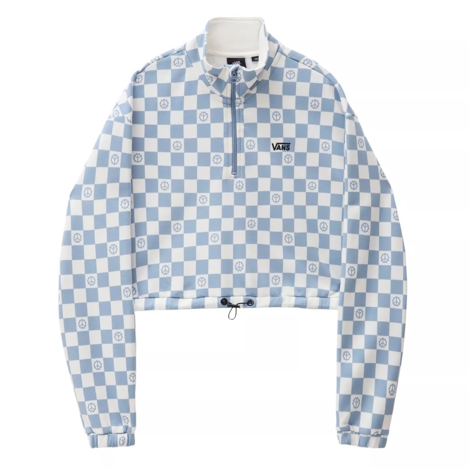 Vans αριστερό στάμπα στο στήθος πουλόβερ με μισό φερμουάρ μπλε