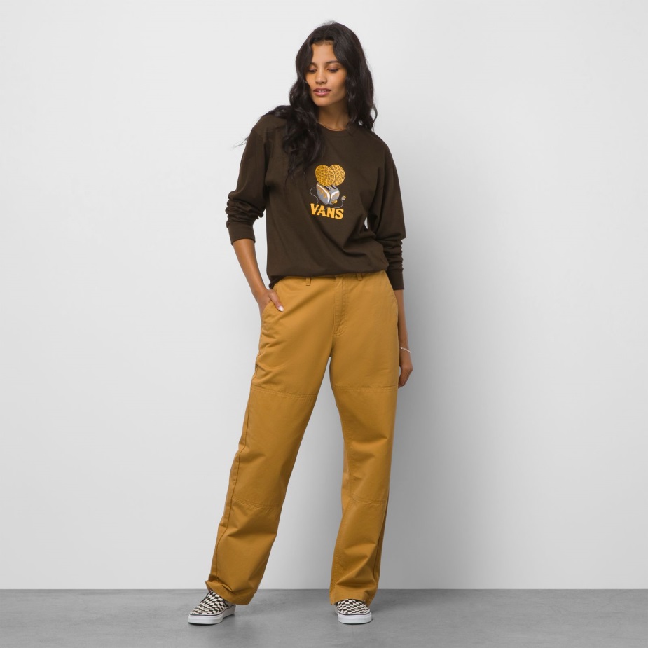 Vans αυθεντικό Chino φαρδύ παντελόνι με διπλό γόνατο καφέ