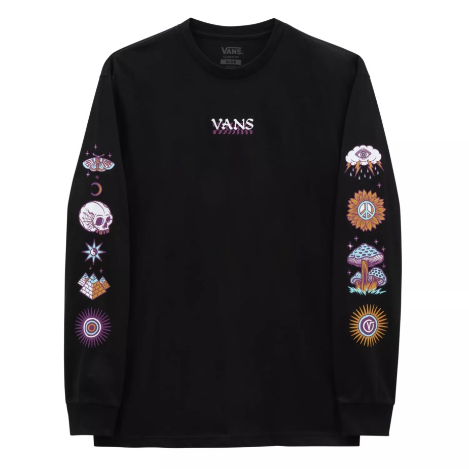 Vans αφηρημένη ζάλη μακρυμάνικη μπλούζα μαύρο