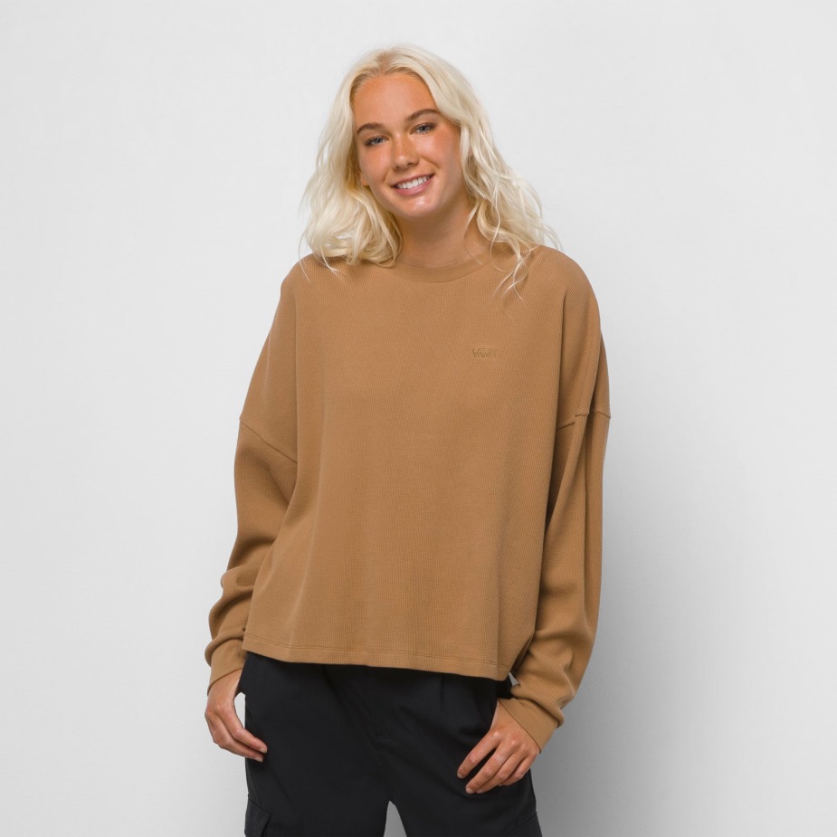 Vans βάφλα μακρυμάνικη Boxy Crew θερμική φρυγανισμένη καρύδα