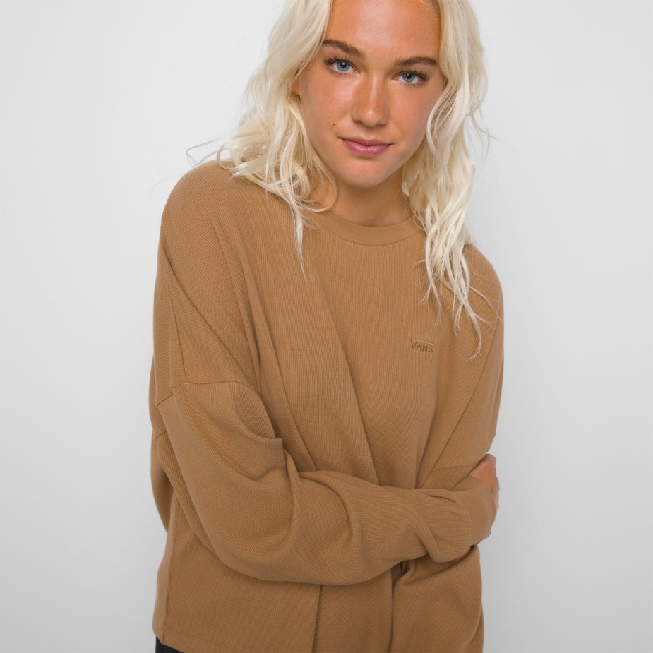 Vans βάφλα μακρυμάνικη Boxy Crew θερμική φρυγανισμένη καρύδα