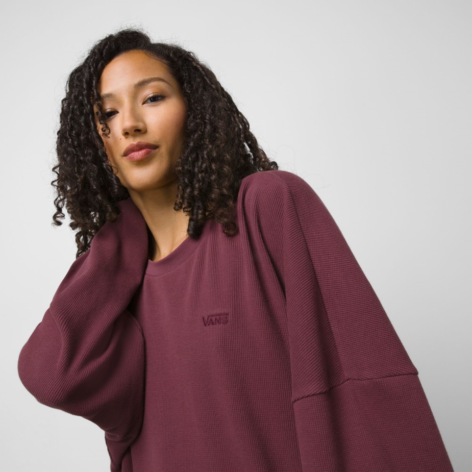 Vans βάφλα μακρυμάνικο Boxy πλήρωμα θερμικό σταφύλι Catawba