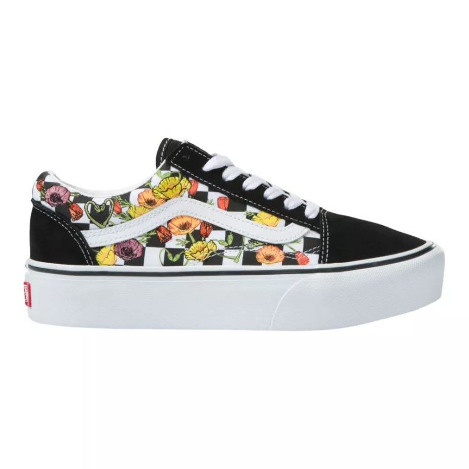 Vans γυναικεία παλιά Skool Platform Skate παπούτσια Poppy Black-multi