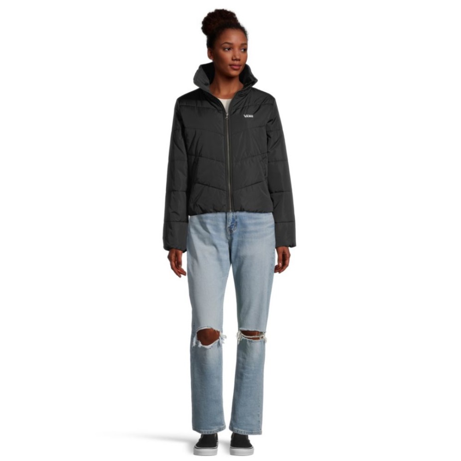 Vans γυναικείο χυτήριο V Puffer χειμερινό μπουφάν κοντό μονωμένο συνθετικό υδατοαπωθητικό σημείο λεοπάρδαλης