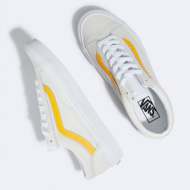 Vans δερμάτινο ποπ στυλ 36 φασμάτων κίτρινο-αληθινό λευκό