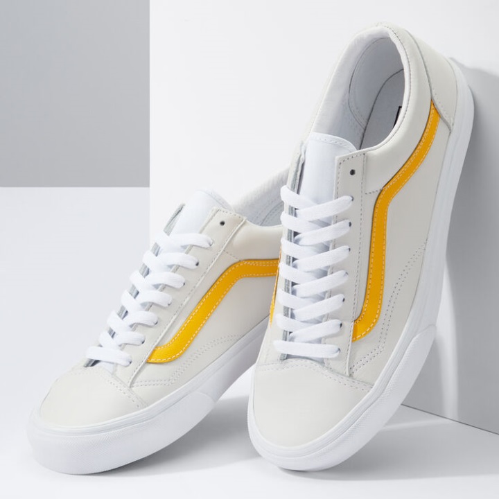 Vans δερμάτινο ποπ στυλ 36 φασμάτων κίτρινο-αληθινό λευκό