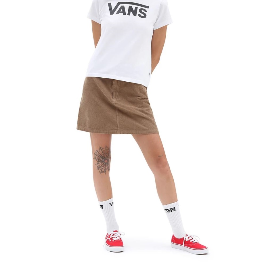 Vans εδάφους κορδόνι εργασίας μίνι φούστα καφέ