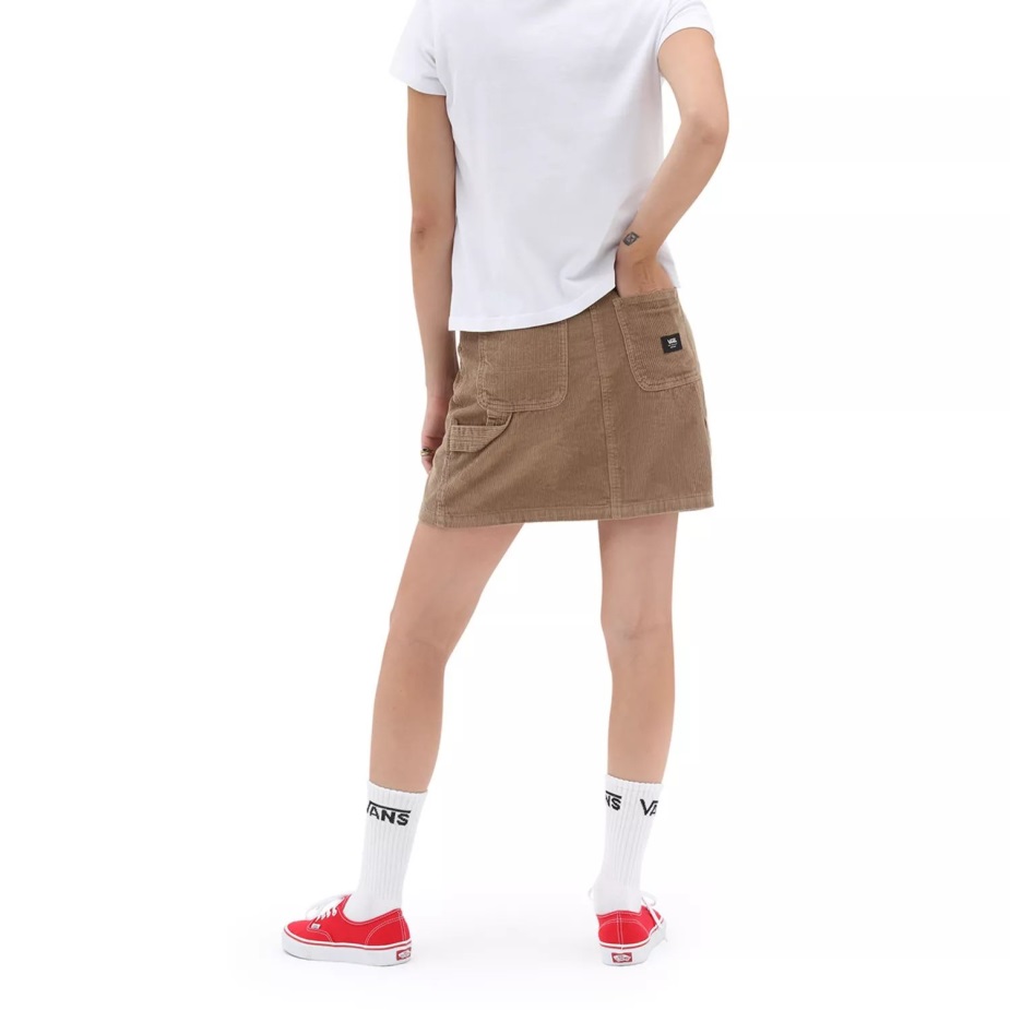 Vans εδάφους κορδόνι εργασίας μίνι φούστα καφέ