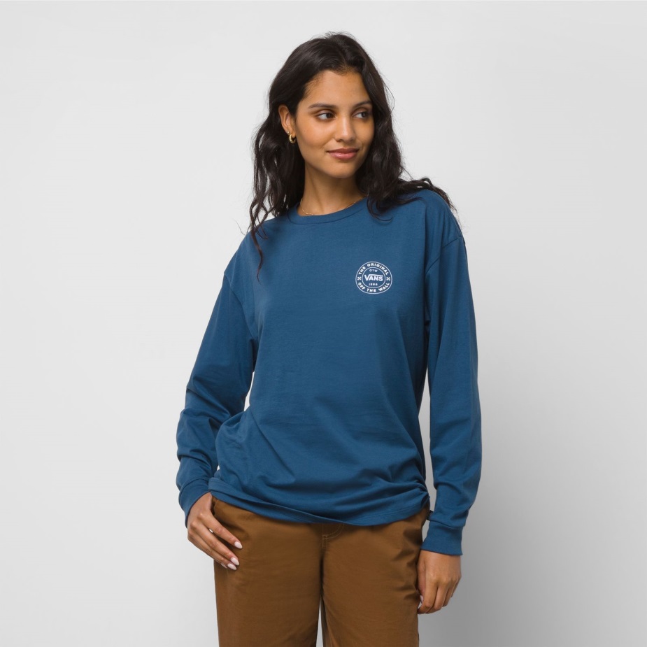 Vans ετήσιων μακρυμάνικο μεγάλου μεγέθους μπλουζάκι σκούρο τζιν