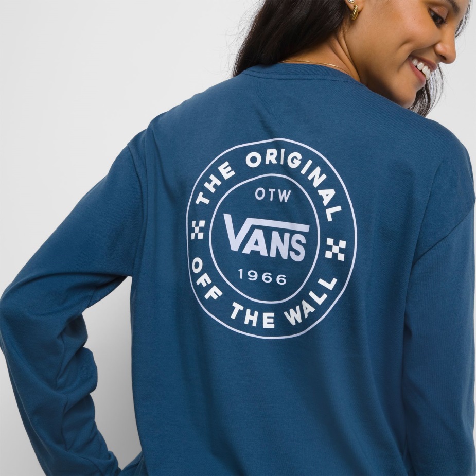 Vans ετήσιων μακρυμάνικο μεγάλου μεγέθους μπλουζάκι σκούρο τζιν